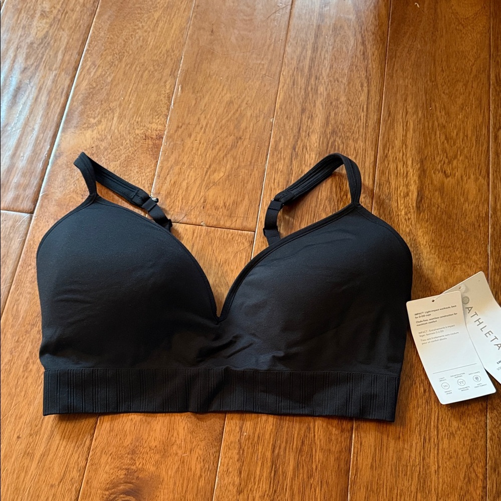Athleta Black Stretch Seamless Light Support Bra
